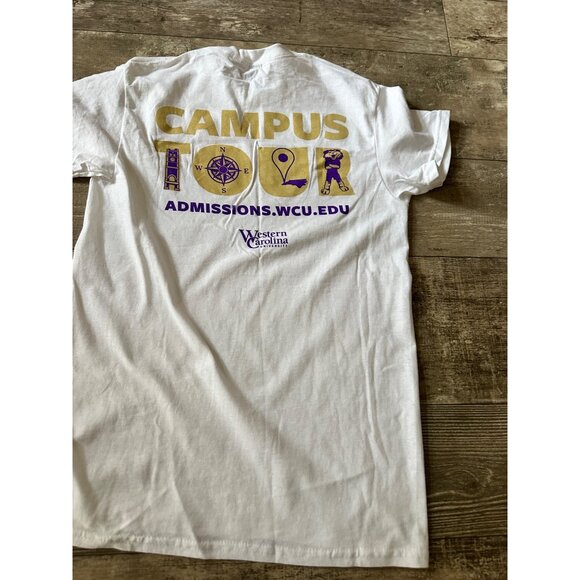 Western Carolina University WCU White Graphic Tee Heavy Cotton Size Small By Gil - Picture 5 of 7